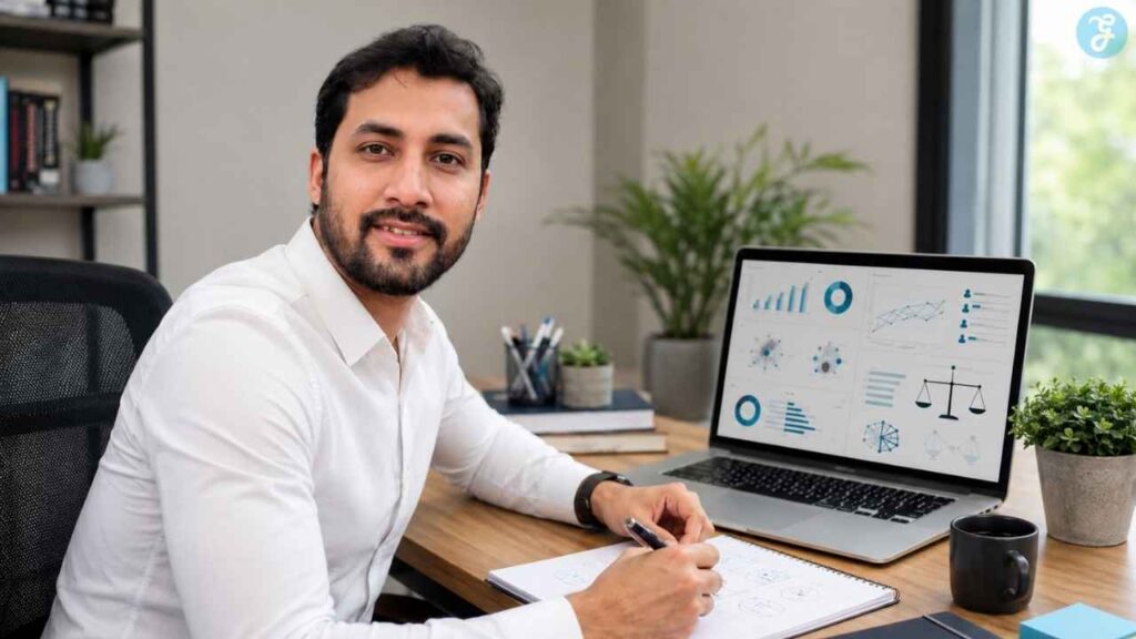Professional reviewing fairness metrics and model performance dashboards while developing AI Bias Mitigation Strategies.