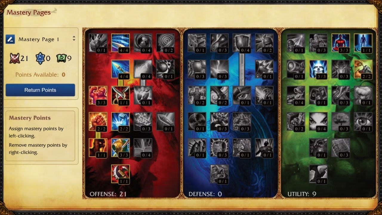 The Classic Mastery page in 21/0/9 format.