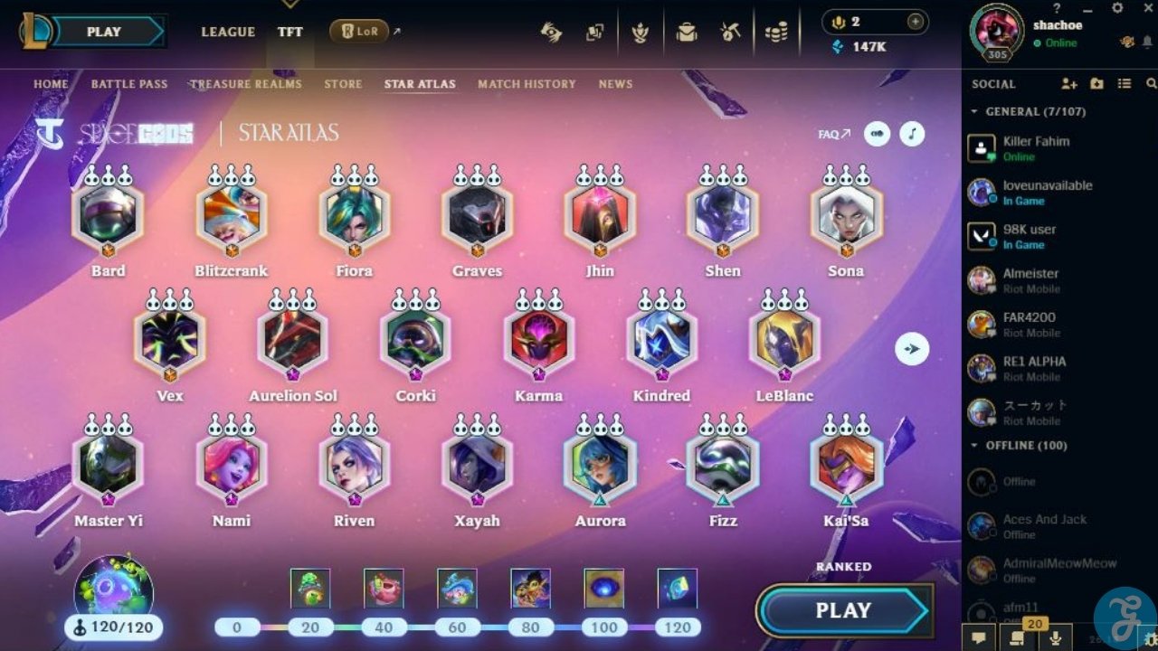 Screenshot of TFT Space Gods Star Atlas Page 1