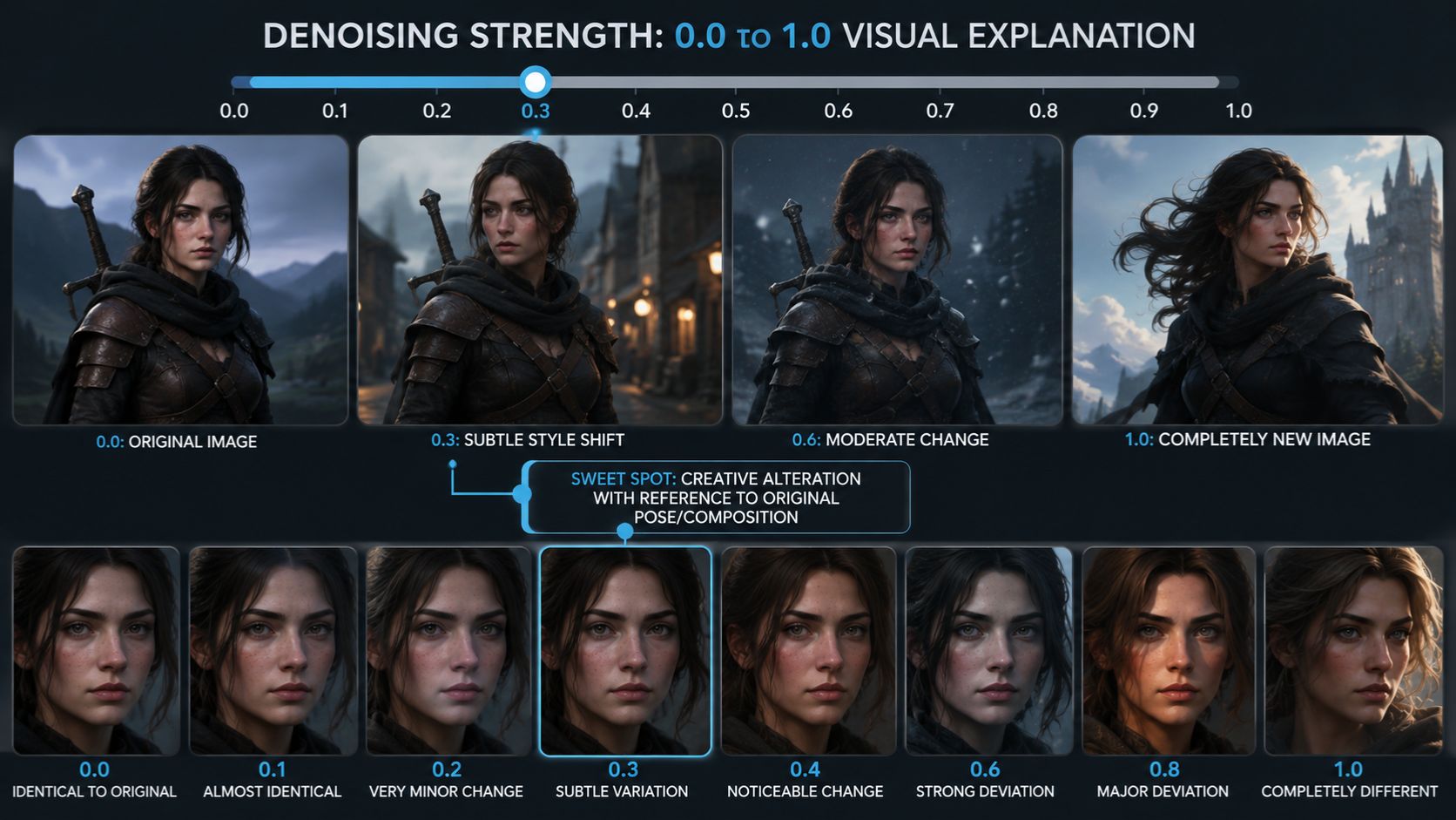 Consistent AI Characters denoising strength