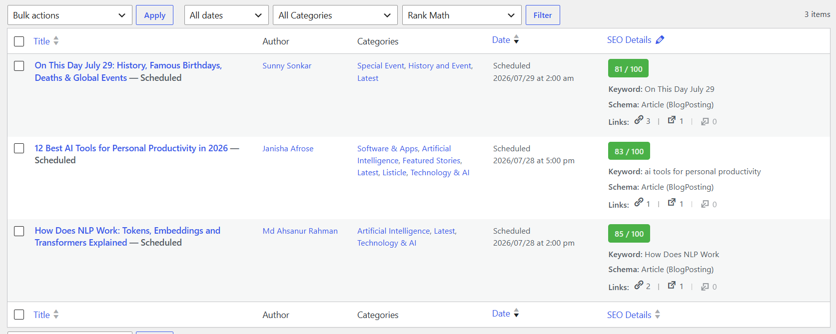 Content Calendar