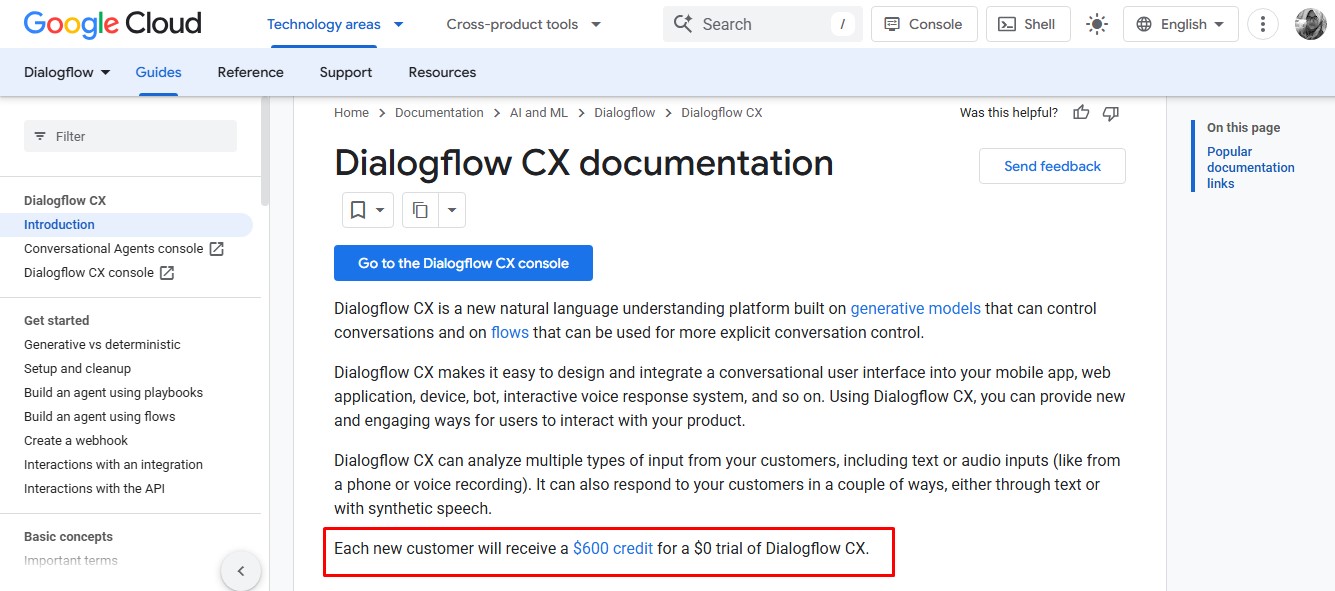 Dialogflow cx google cloud