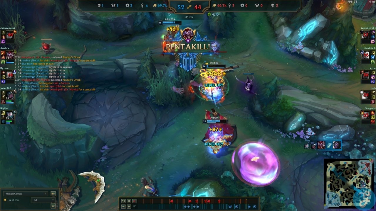 Getting Pentakill with my main champ Shaco