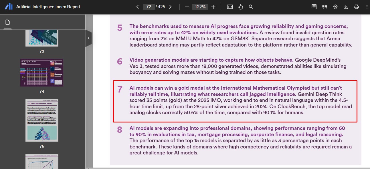Jagged intelligence artificial intelligence index report