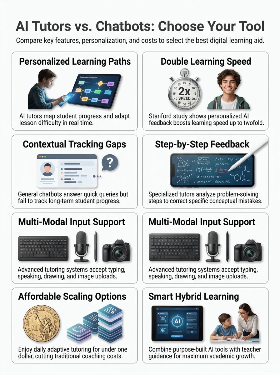 Key Features of Purpose-Built AI Tutors vs chatbots