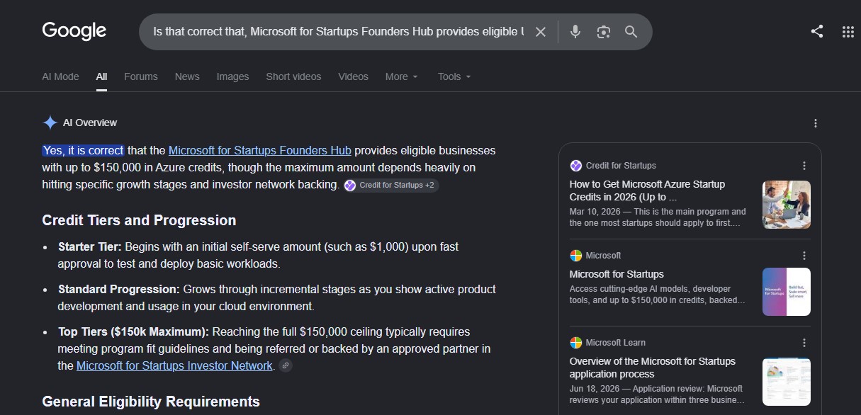 Microsoft Azure startup founders hub