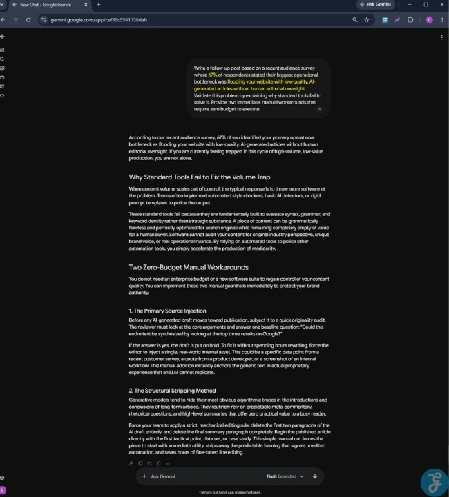 A screenshot of Practical Demonstration of Prompt 11 Using Gemini.