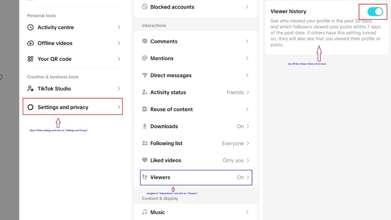 Step 1-Disable Profile View History of TikTok