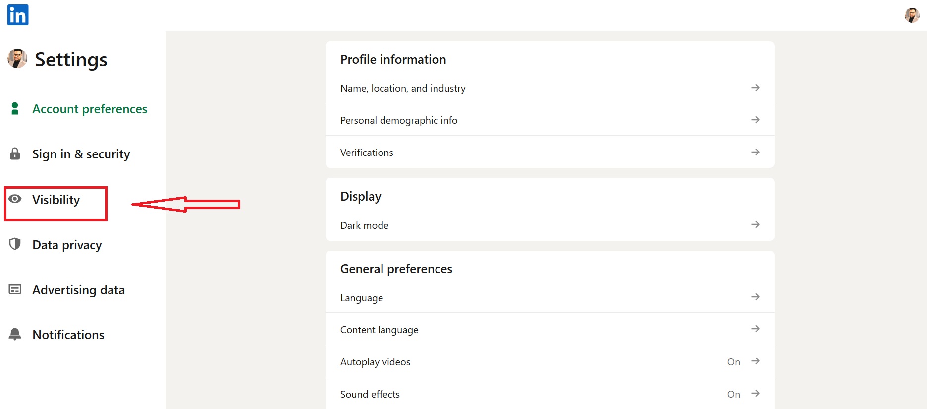 Step 4- Click on to Visibility from the left Menu Opened