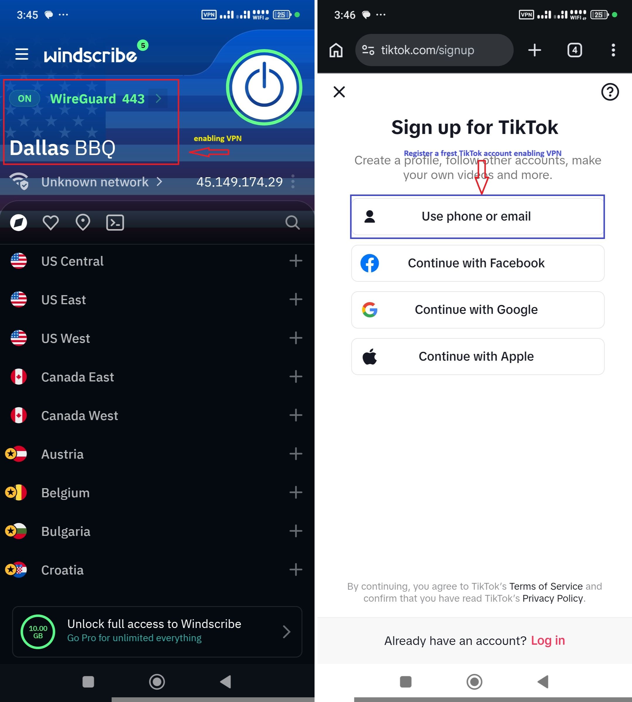 Step 4- Create a Burner Account of TikTok With VPN