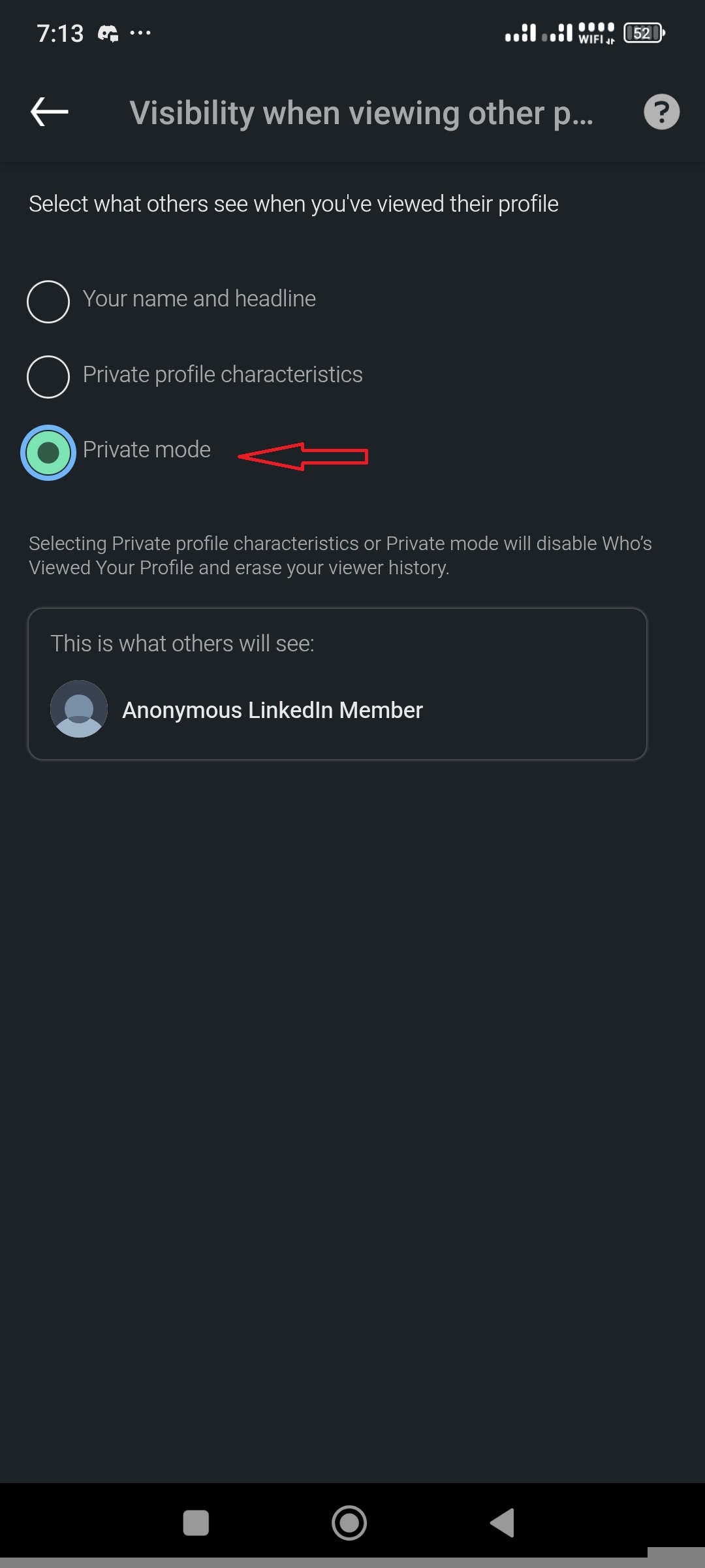 Step 6- Choose Private Mode