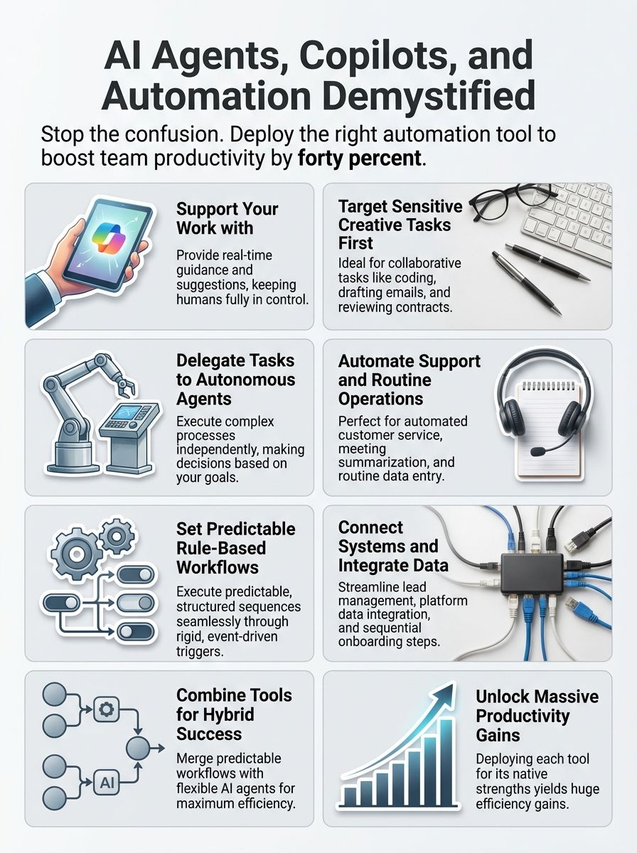 ai agents, copilots and automation explained