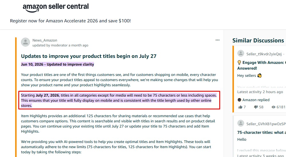 amazon seller center update