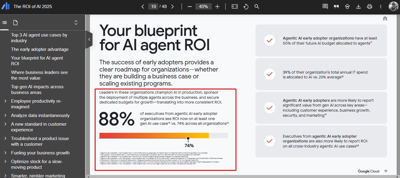google cloud AI agent ROI