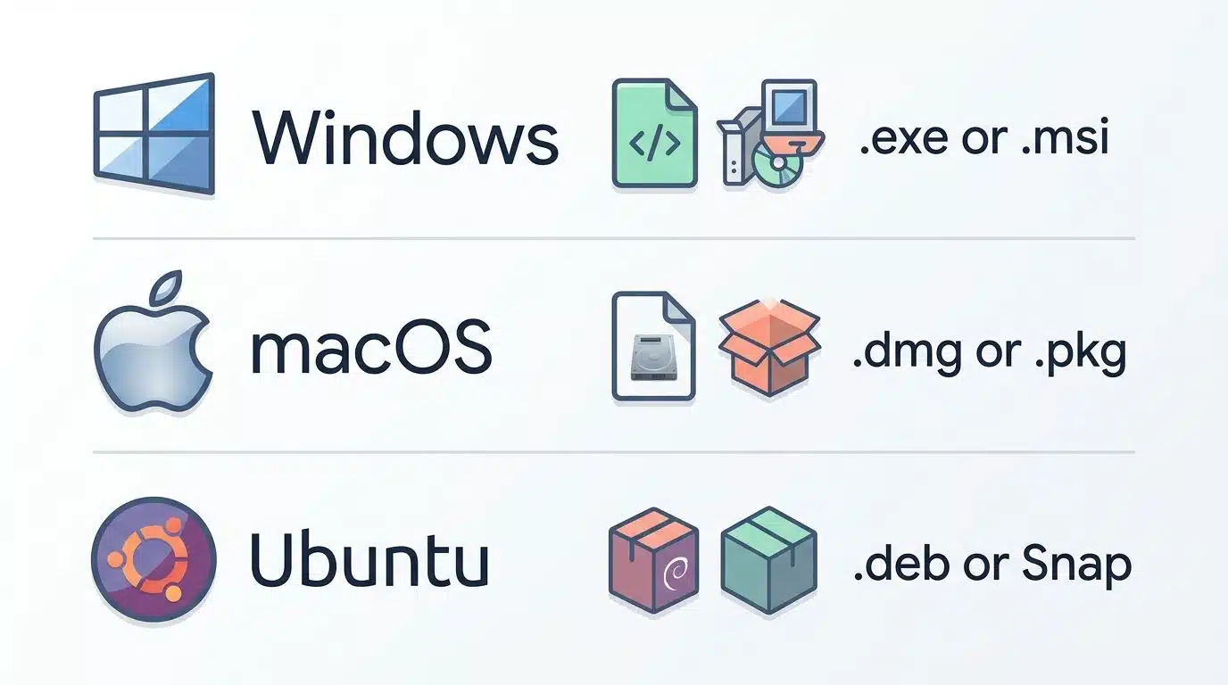 How to pick the right file for Windows macOS or Ubuntu