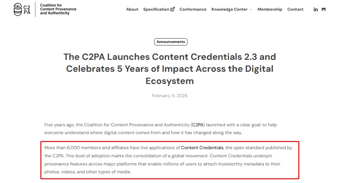 latest update from C2PA