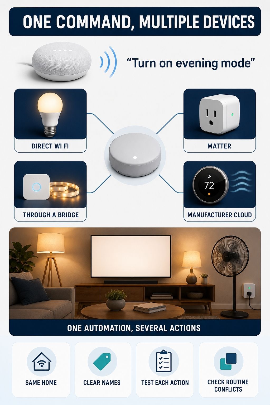 one command can turn on multiple devices