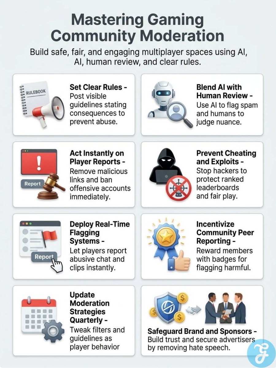 An infographic on how to moderate an online gaming community