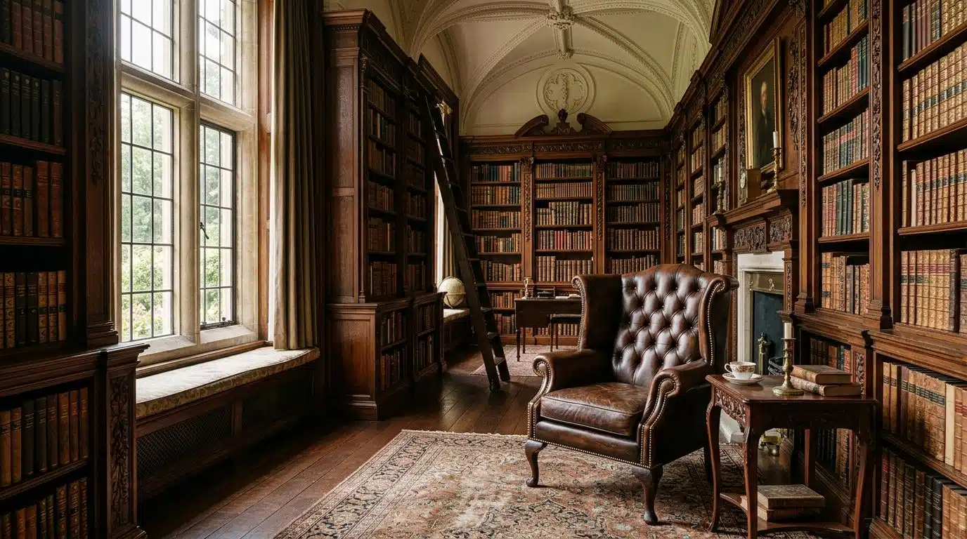 victorian library portrait setting