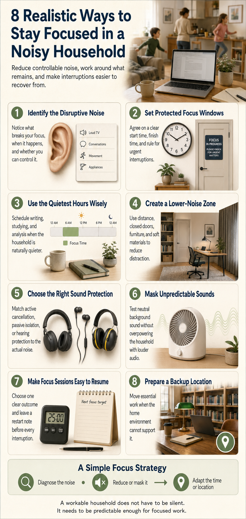 ways to stay focused in a noisy household