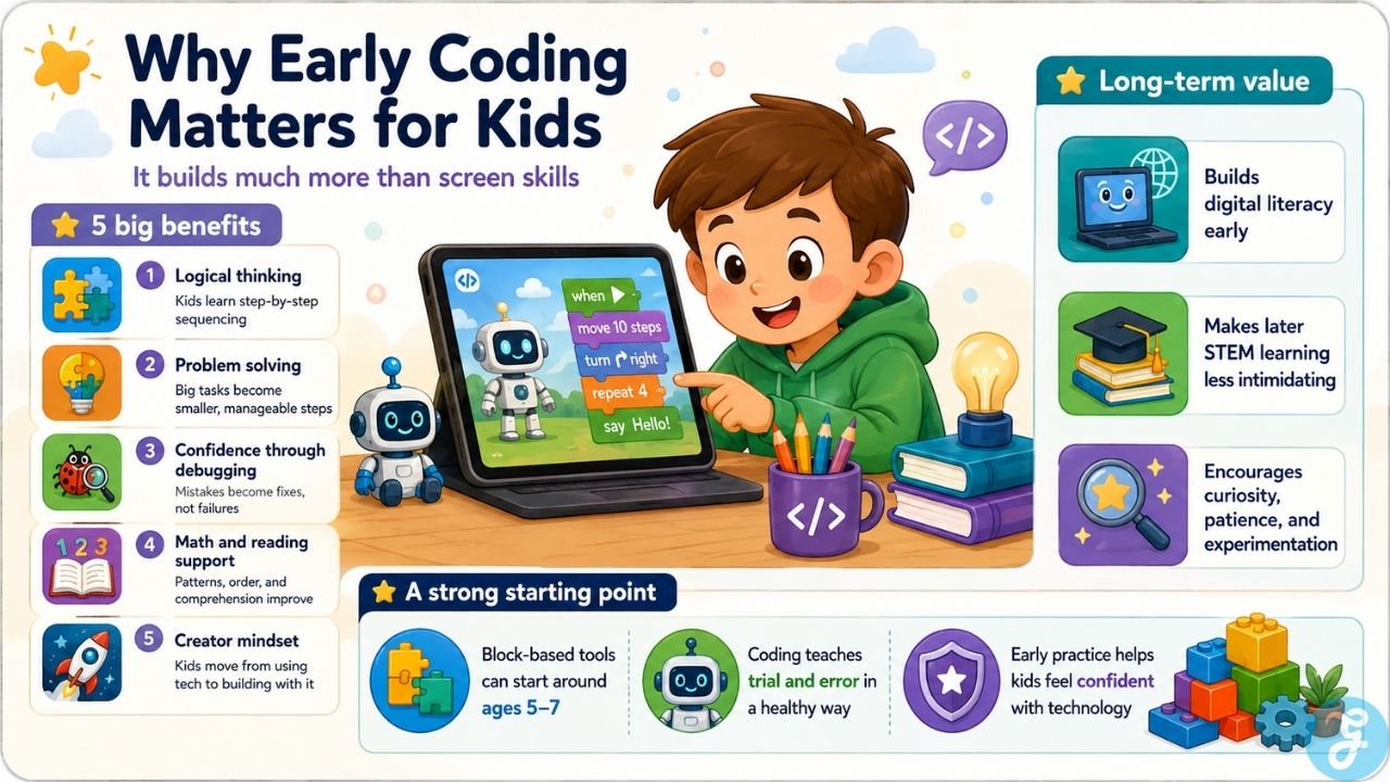 Why early coding matters for kids with benefits like logic problem solving and digital literacy