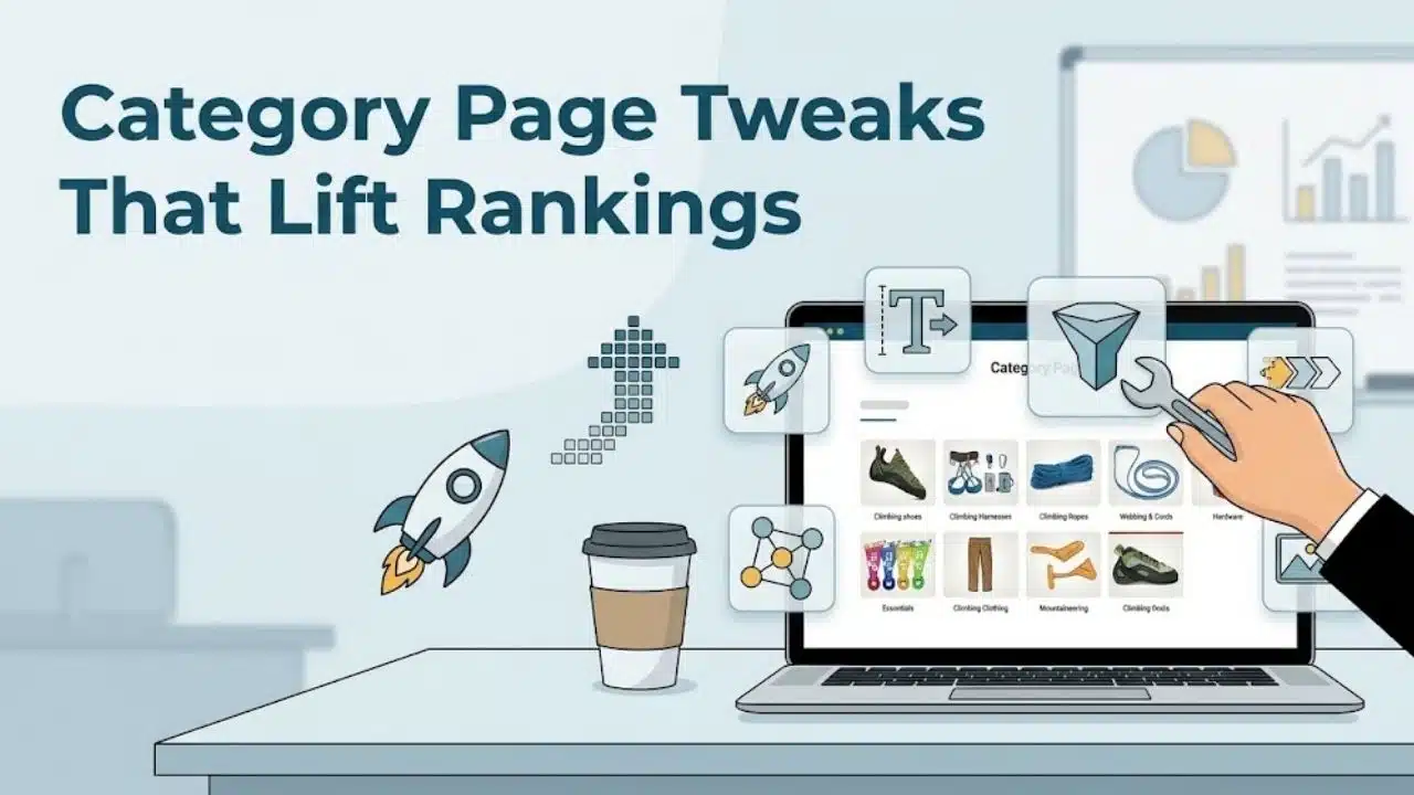 Category Page SEO Tweaks That Can Lift Ranking, shown through ecommerce content, navigation, and product-page improvements.
