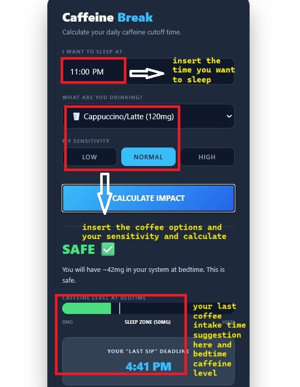 How Caffeine Break Calculator Works