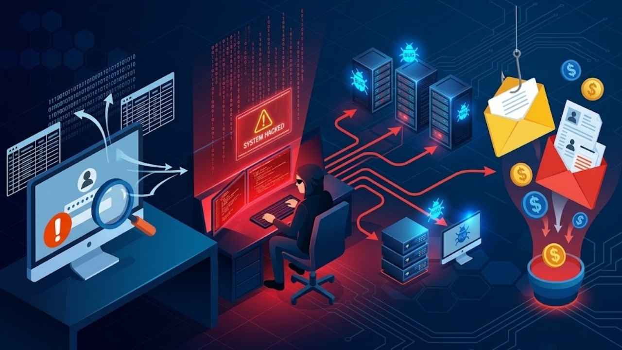How data breaches happen through stolen credentials, compromised systems, network infiltration, and the theft of sensitive business information.