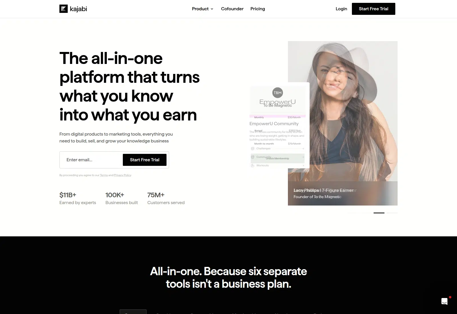 Kajabi all-in-one platform homepage