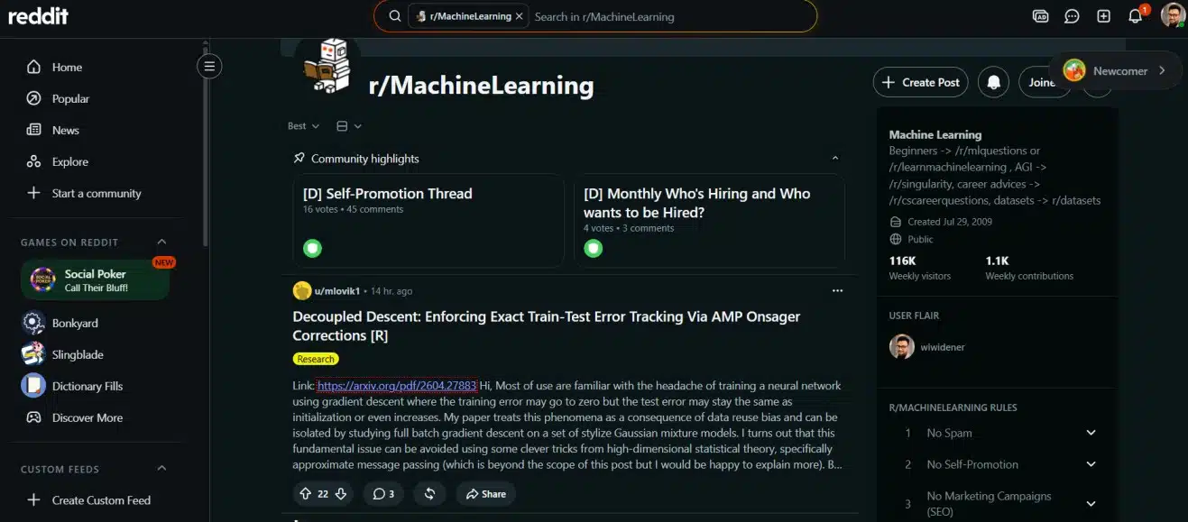 MachineLearning SubReddit