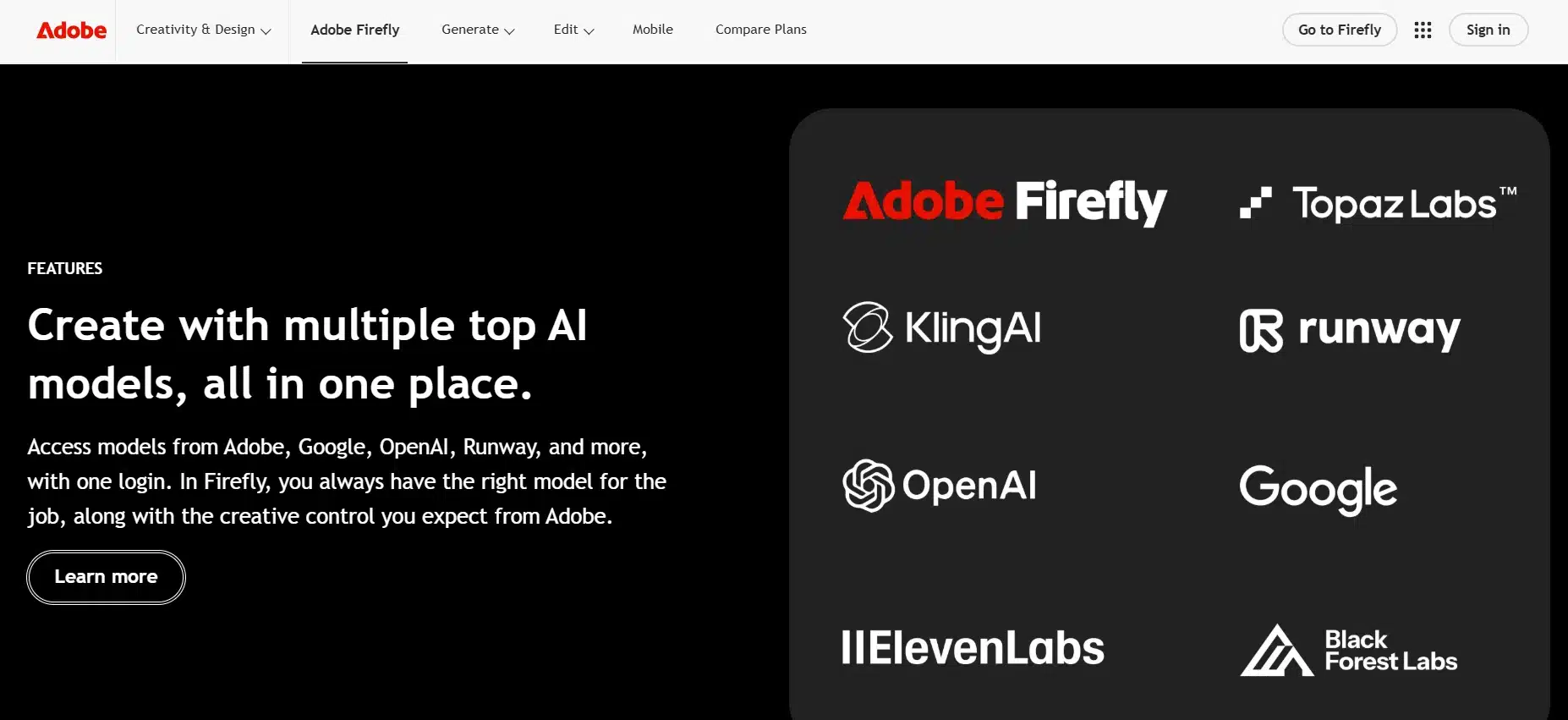 Models Available in Adobe Firefly