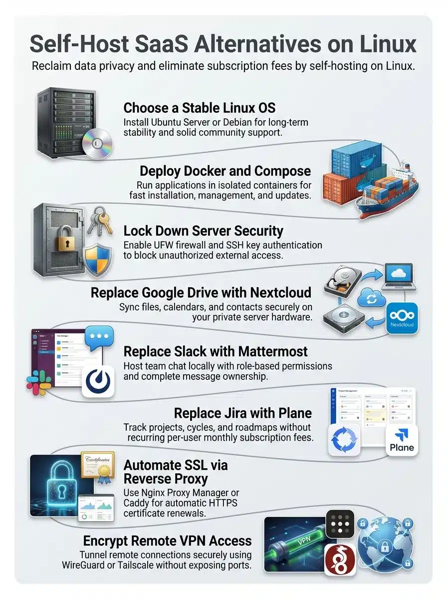 Step By Step Process to Self Host SaaS Alternatives on Linux