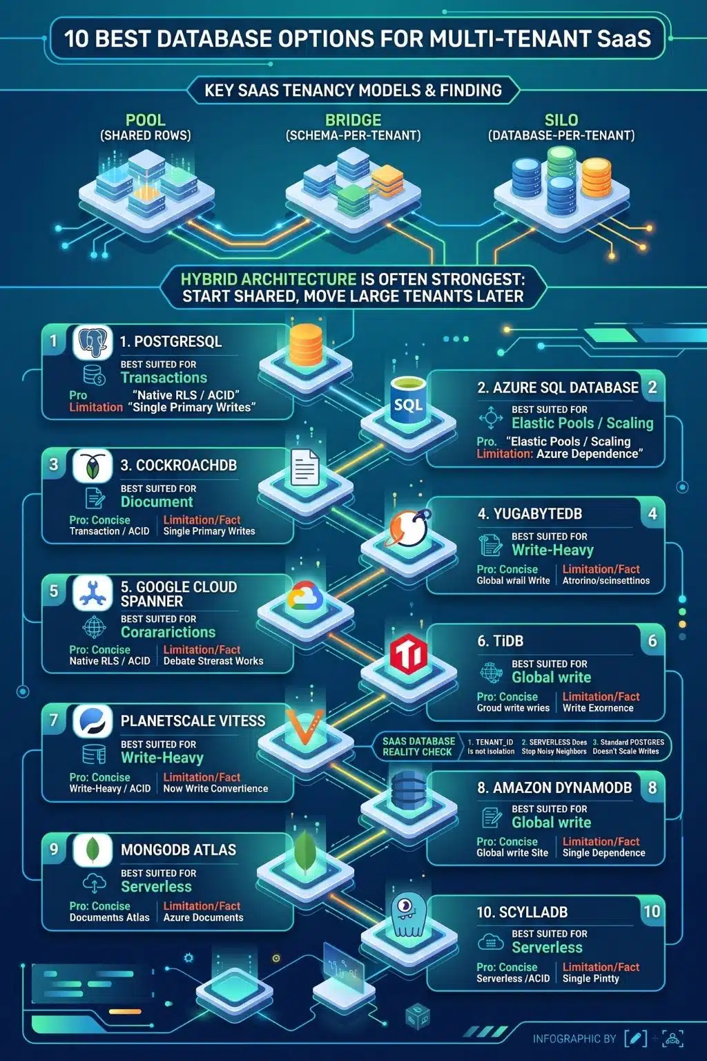 best database options for Multi-tenant database architecture saas