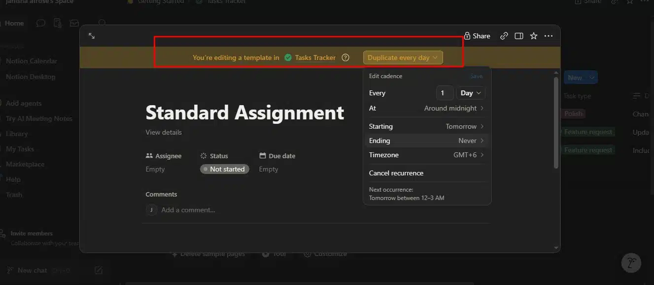creating assignment template
