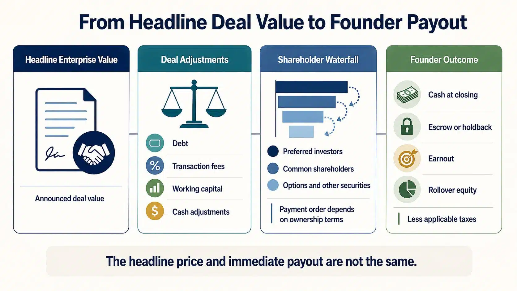 from headline deal value to founder payout