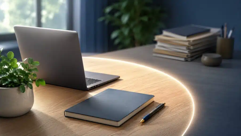 Setting boundaries at work illustrated by a protected workspace that separates focused priorities from excess tasks and helps explain capacity control.