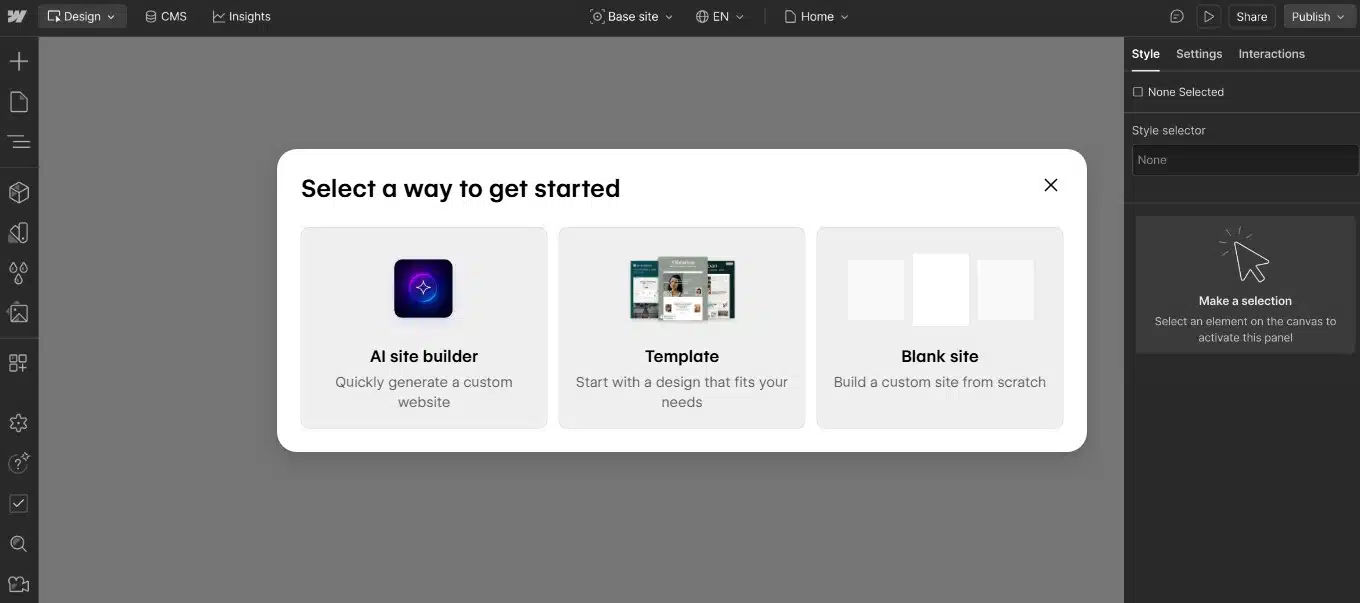 webflow landing page example