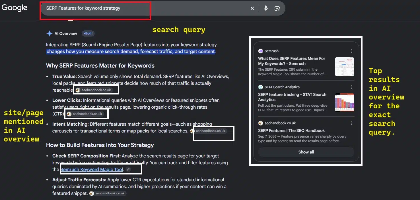 AI overviews detail for the search query