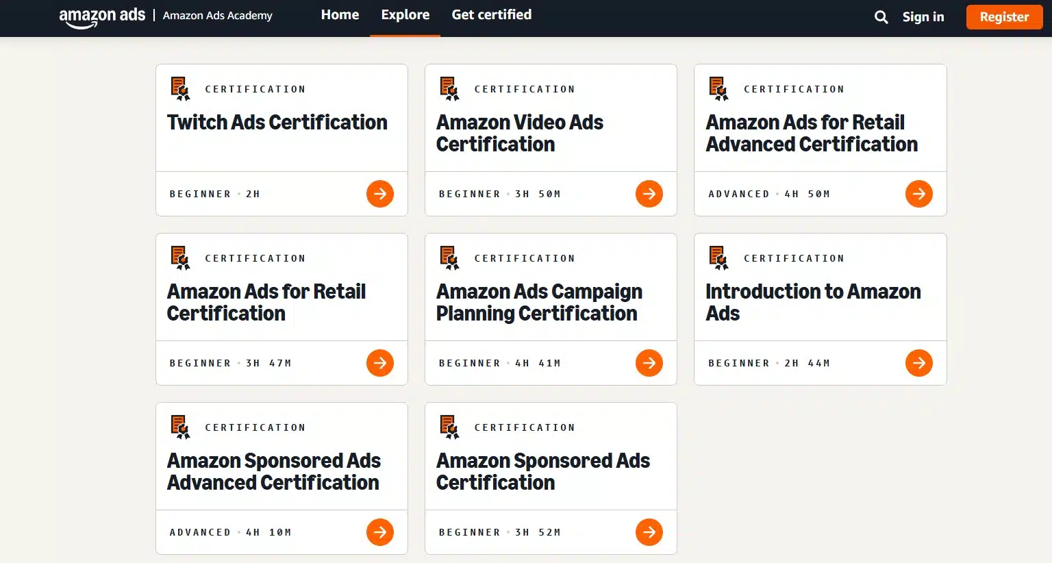Amazon Ads Academy Certifications