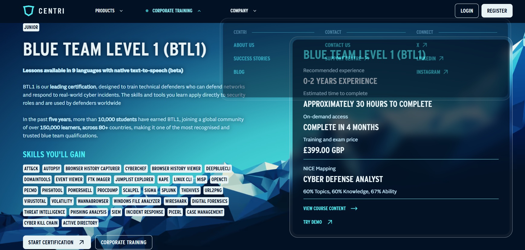 Details of Blue Team Level 1 Certification