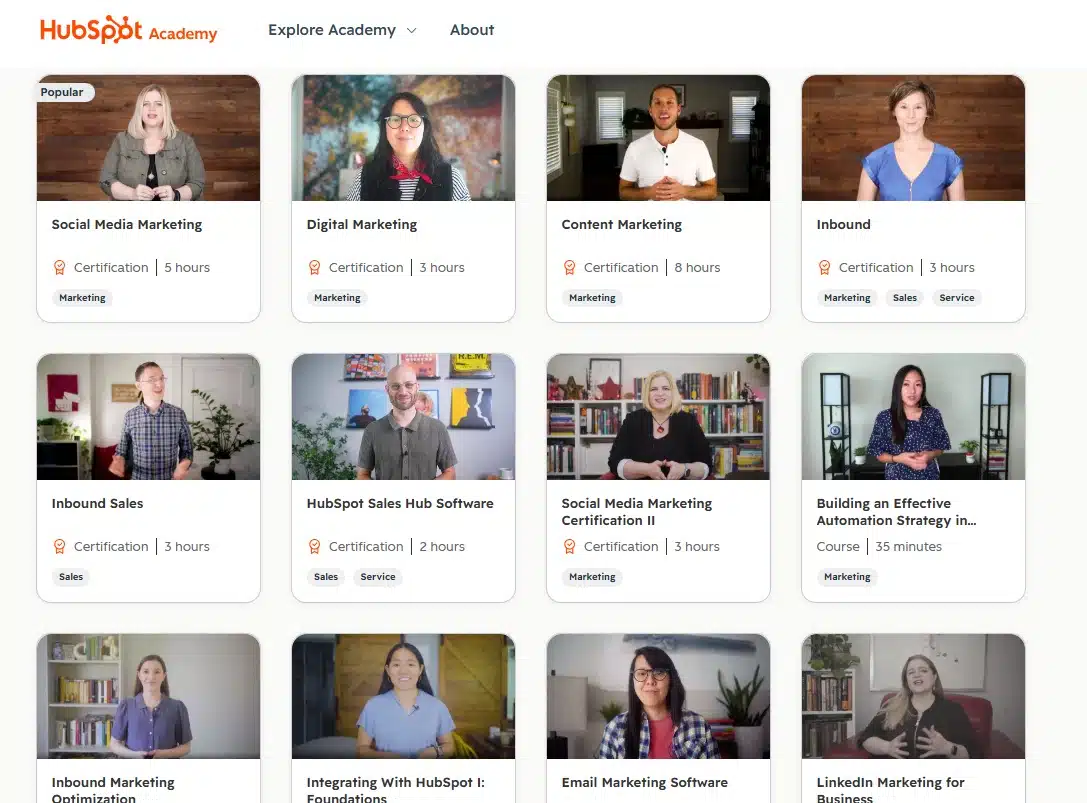 Hubspot Academy Free Certifications
