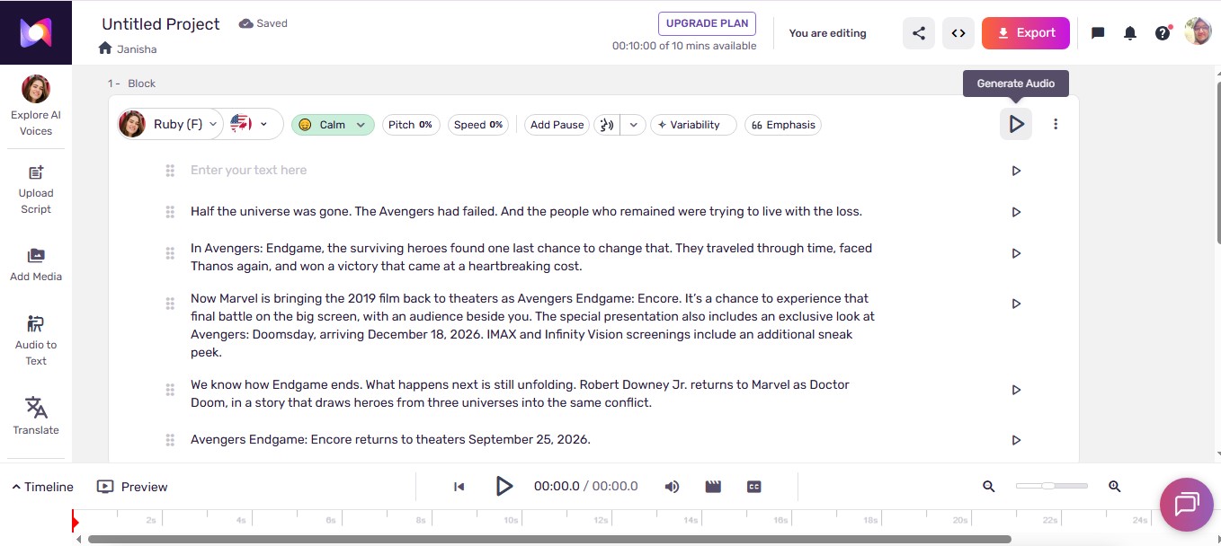 Murf AI voice generation
