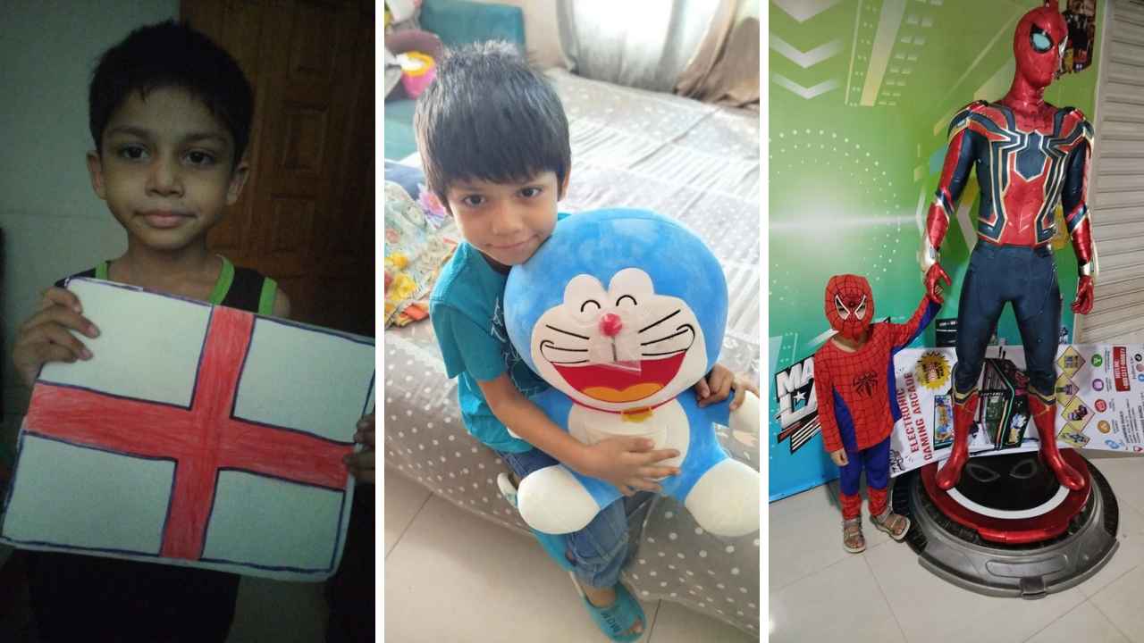 My 5 years old nephew with his 3 favorite things