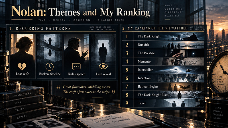 My ranking of movies directed by christopher nolan