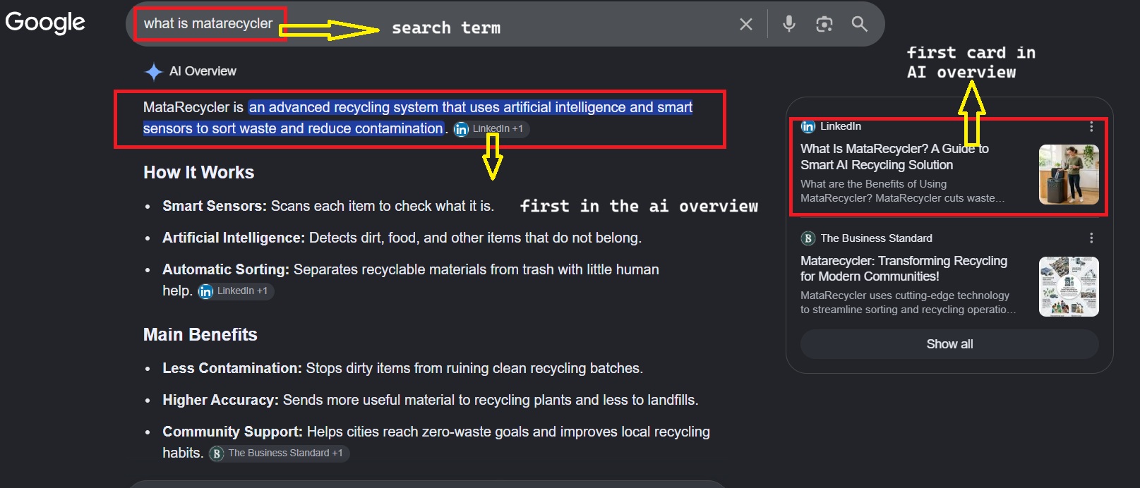 My recent article got in the ai overview for the search term in google