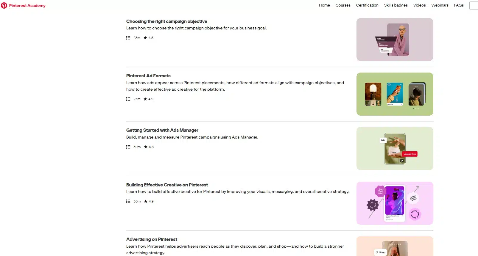 Pinterest Academy Certification Courses
