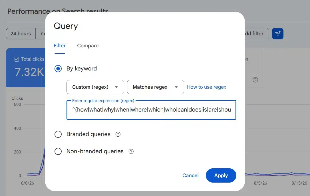 Query Regex for Question-Shaped Searches