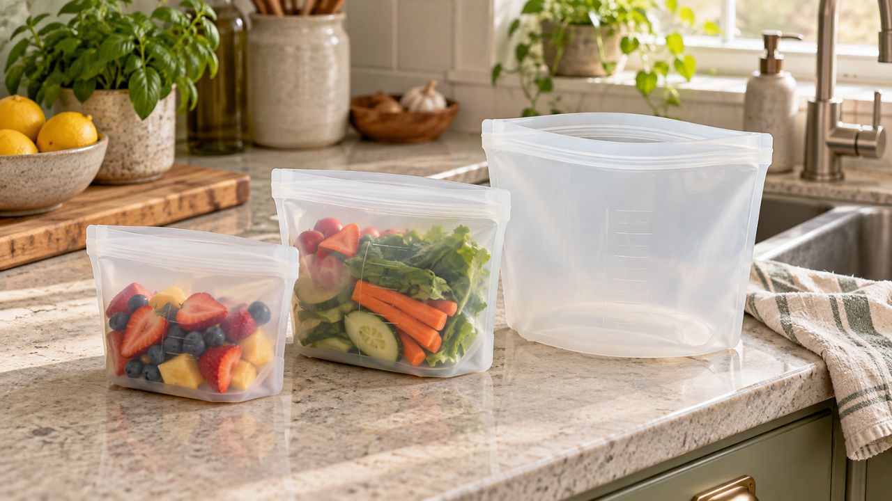 Three-Piece Silicone Storage Bag Set seal, cleaning and capacity