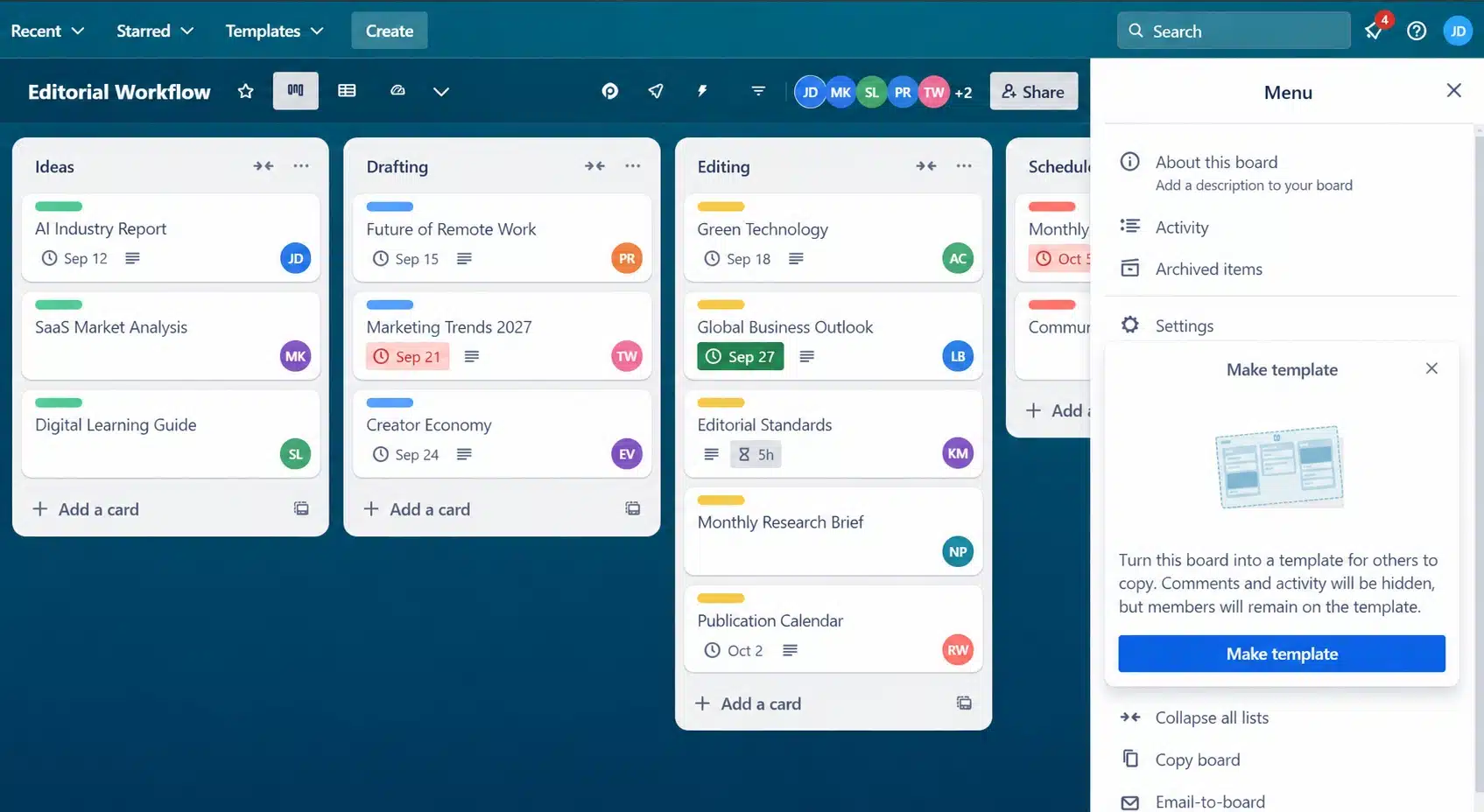 Trello Dashboard of our in-house project management