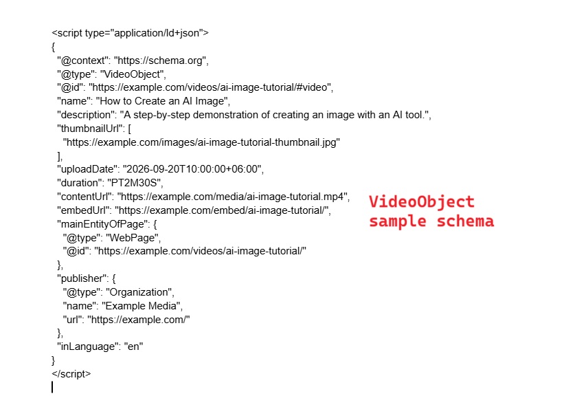 VideoObject sample schema